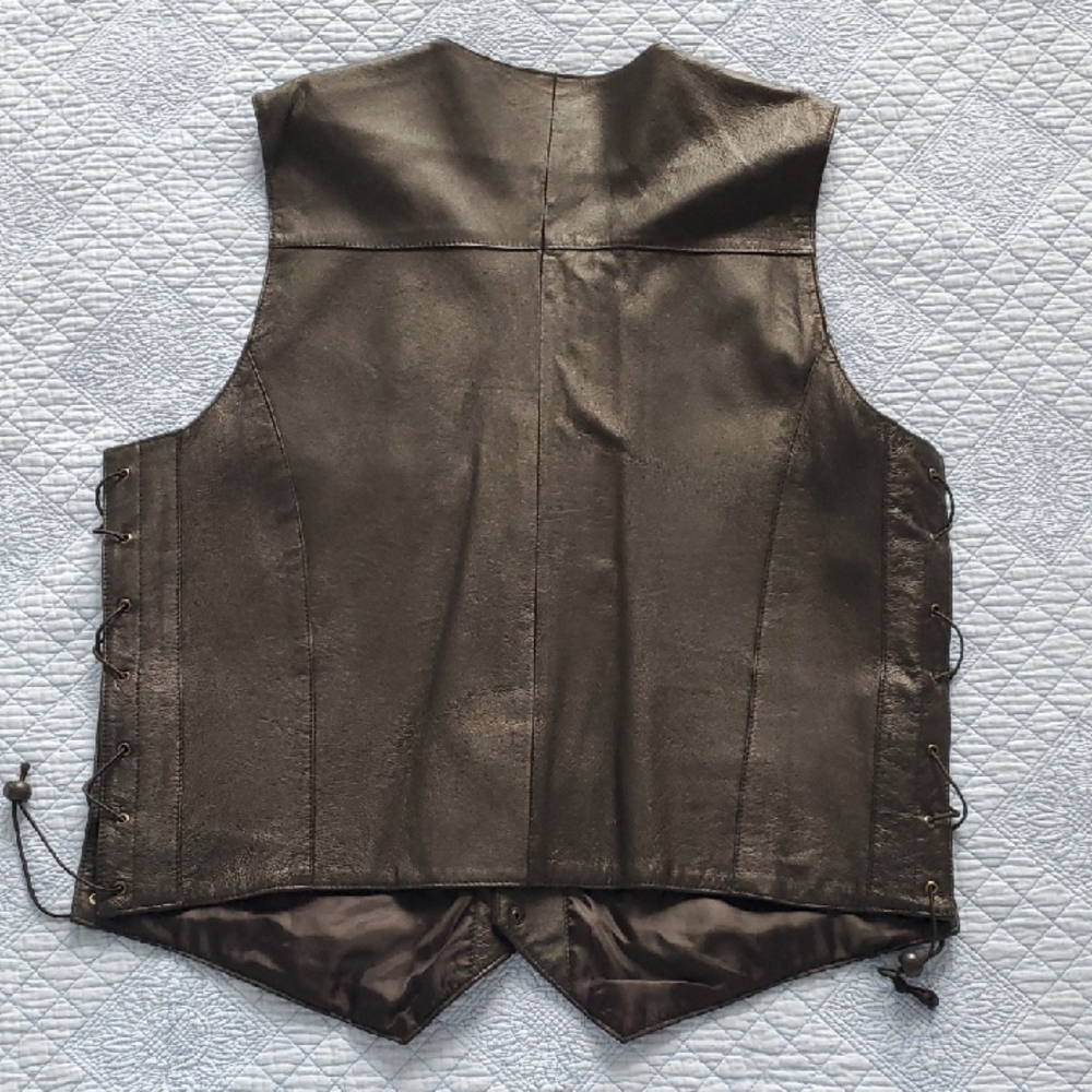 "U.S.A. LEATHER" Black Leather Vest, Size XXL - Picture 5 of 11
